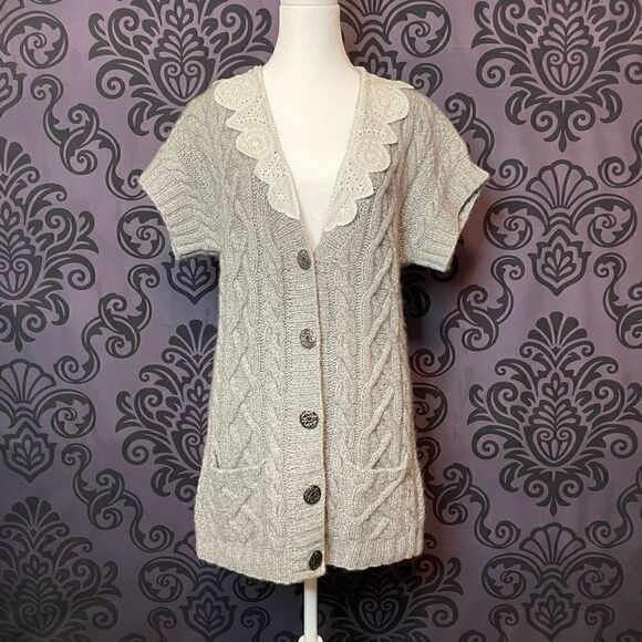 3.1 Phillip Lim Cashmere Cable Knit Grey Button Sweater Cardigan Women’s Small - Picture 7 of 8